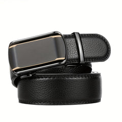 Men's Auto Buckle Belt PU Leather Business Waist Strap
