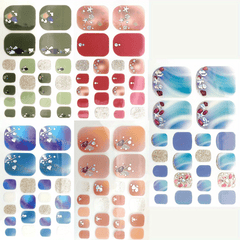 5 Full Wraps Toe Nail Polish Stickers with Nail Files