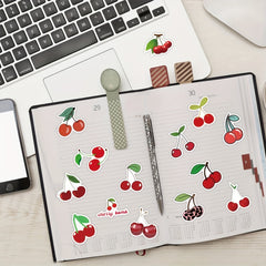 60pcs Cherry Vinyl Stickers Waterproof for Water Bottles Laptop Luggage Cup