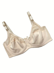  Contrast Mesh Underwire Non Padded Bow Front Bra