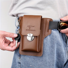 Stylish PU Leather Waist Bag for Men Phone Storage Travel Husband Father Gift
