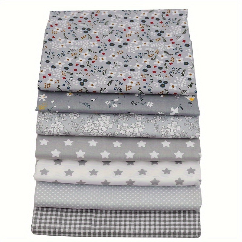 7pcs Gray Series Fabric for Doll Needlework DIY Sewing Quilting Material