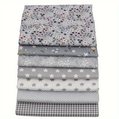 7pcs Gray Series Fabric for Doll Needlework DIY Sewing Quilting Material