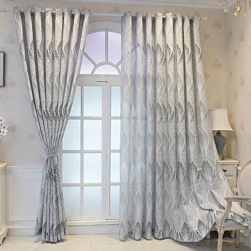 Hollow Leaf Jacquard Sheer Curtain - Enhance Home Decor with Style and Privacy