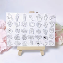 3pcs Art Pattern Transparent Stamps Abstract Art For Card Making