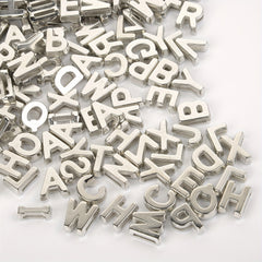 100pcs 9x12mm Silvery Metal Hollow Letter Beads DIY Bracelet Necklace Access