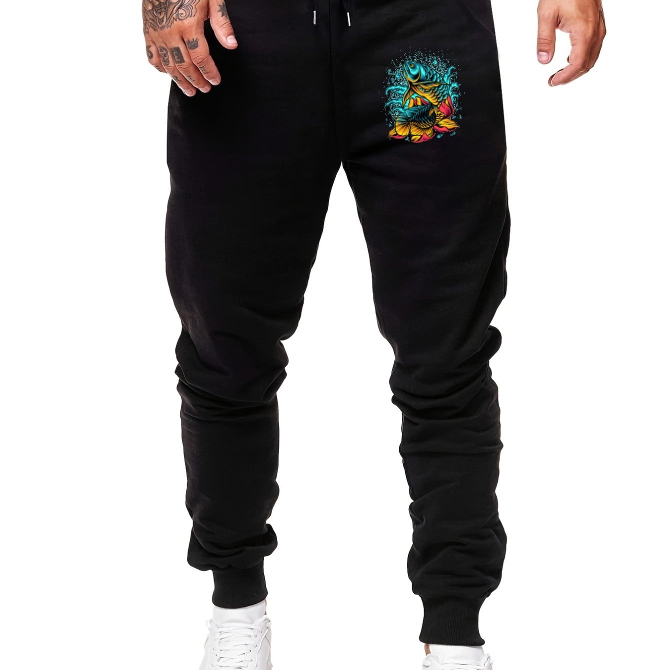 Fish Comfy Drawstring Joggers Men's Casual Pants for Spring Summer