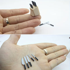 7pcs Dollhouse Accessories Model with Holder and Cutting Board