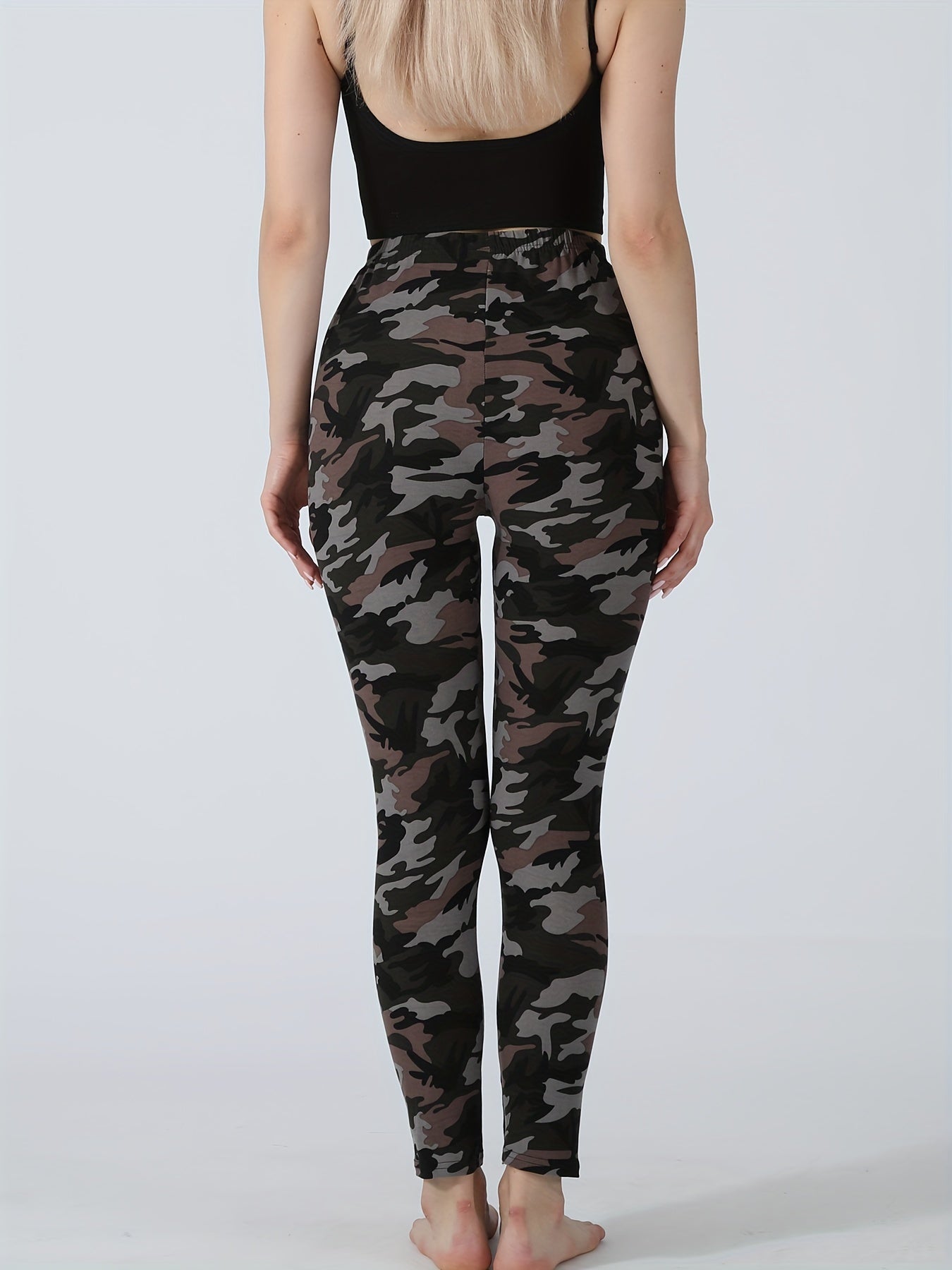 Camo Print Lounge Pants Casual Slim Elastic Waistband Pants