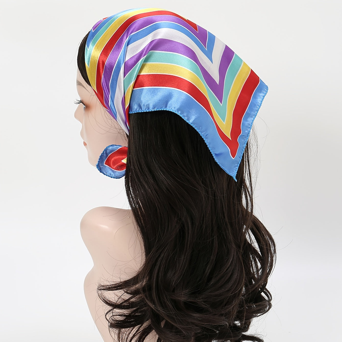 Colorful Stripe Satin Scarf Square Neckerchief Hair Wrap
