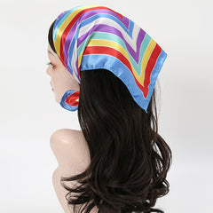 Colorful Stripe Satin Scarf Square Neckerchief Hair Wrap