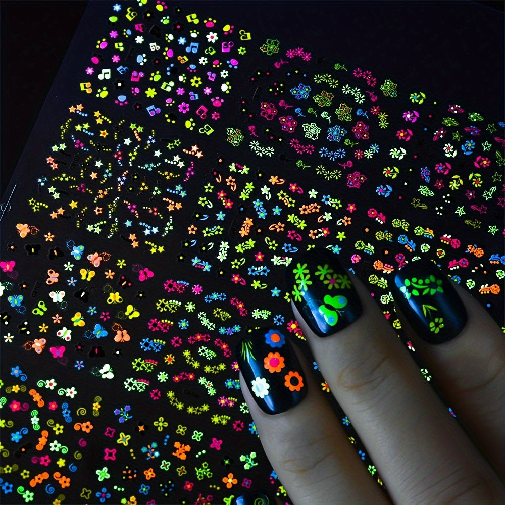 24pcs Glow in the Dark Nail Stickers Self Adhesive Shimmering Waterproof
