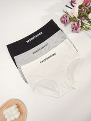 3pcs Letter Print Briefs Comfy & Breathable Panties Women's Lingerie