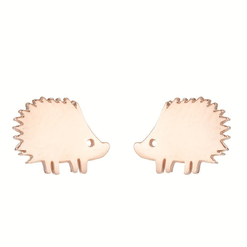 2pcs Men's Stainless Steel Hedgehog Stud Earrings