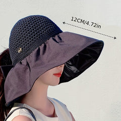 Oversized Brim Ponytail Visor Hat Bowknot Bucket Hat