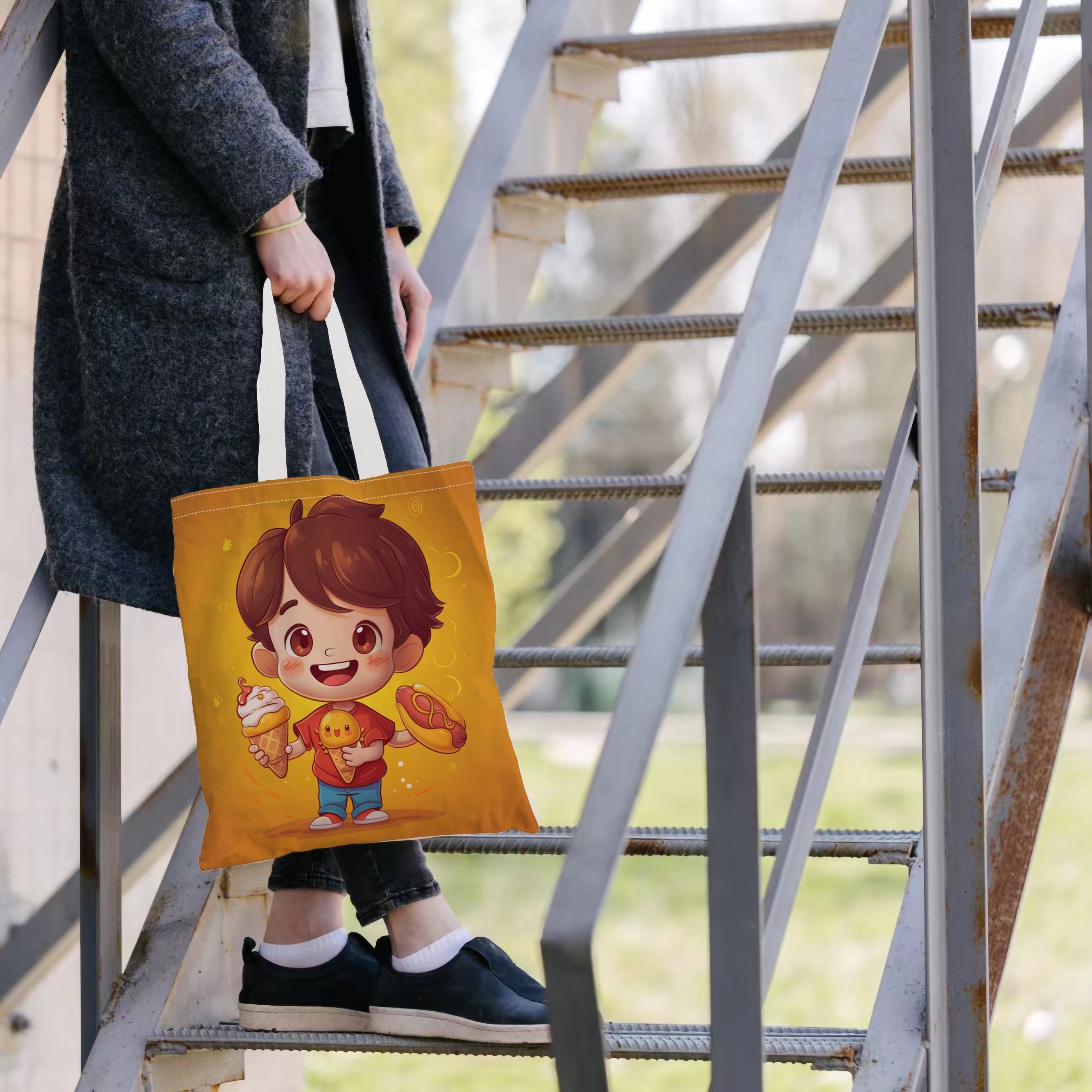 Cute Cartoon Dessert Print Tote Bag for Women