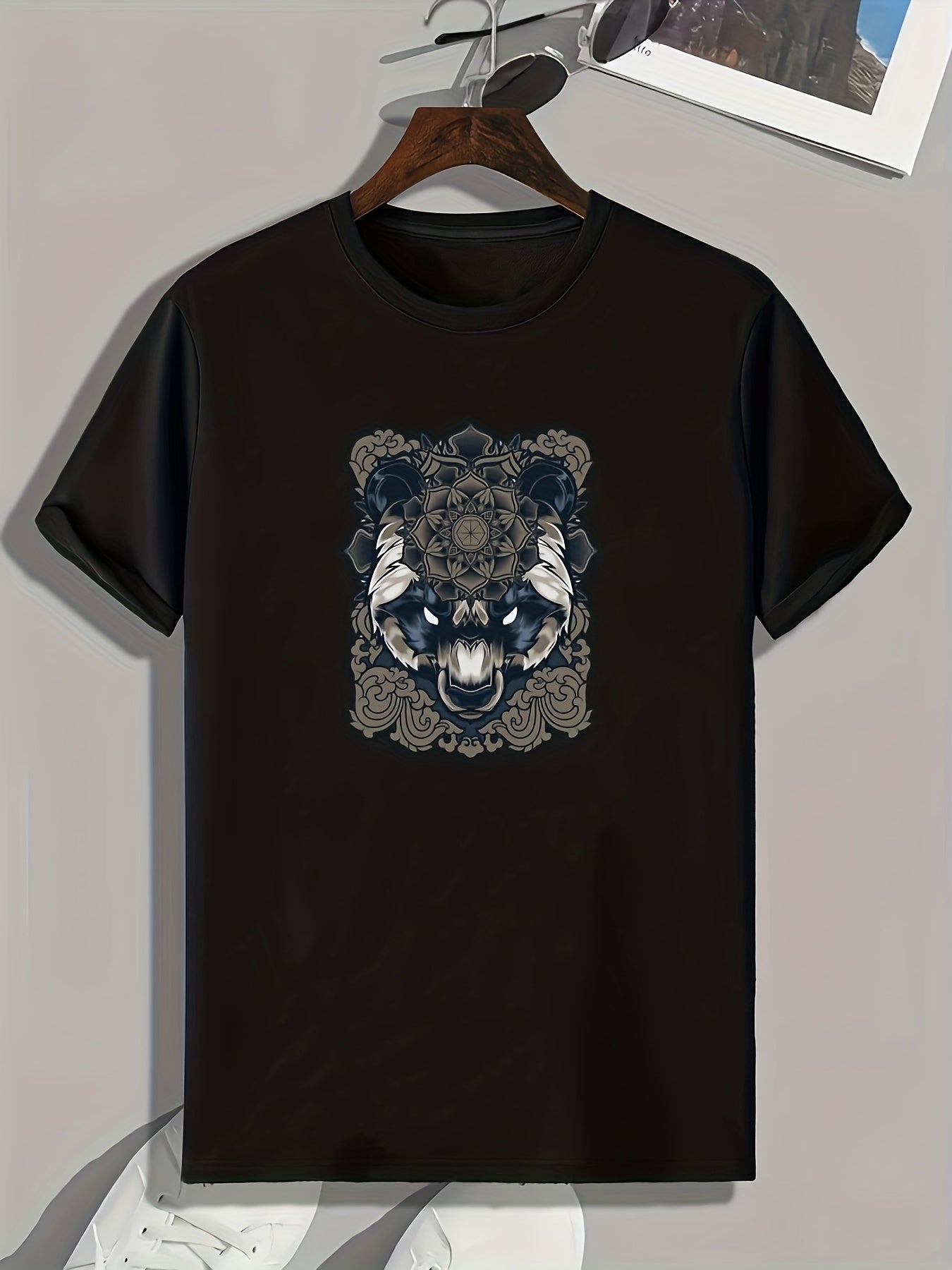 Wolf Print Men's Graphic T-shirt for Summer