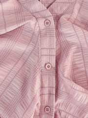  Women's Solid Textured Ruffle Trim Blouse