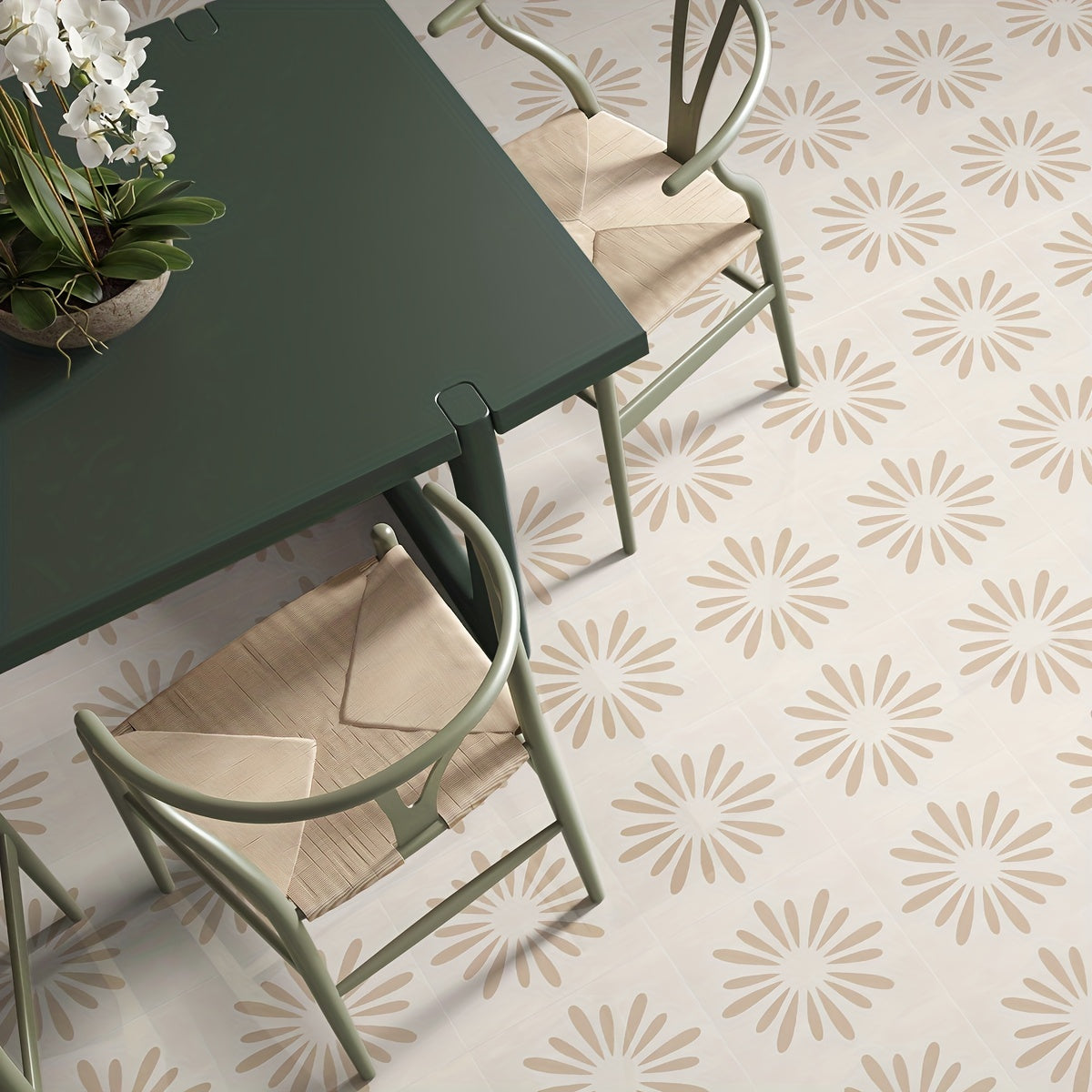 12pcs Moroccan Tile Stickers Waterproof & Non-slip Ethnic Floor Stickers