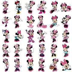 Set of 50 Pink Mickey Stickers - Unique Outlined Design - High Self Adhesive