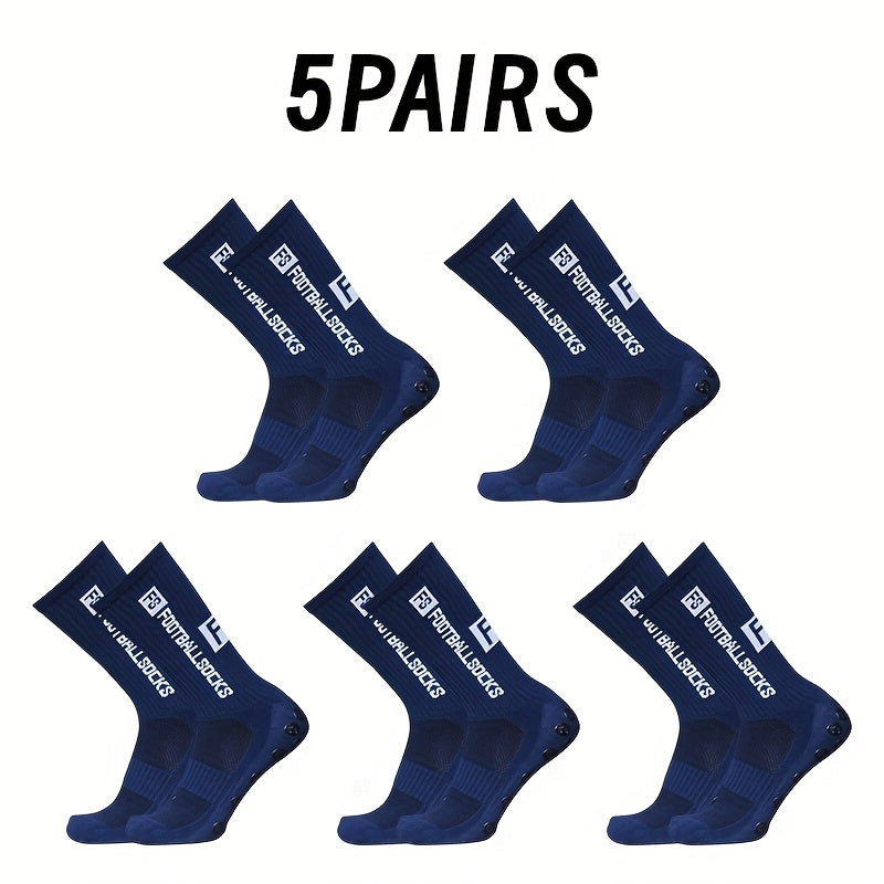 5 Pairs Non-Slip Mid-Calf Football Socks
