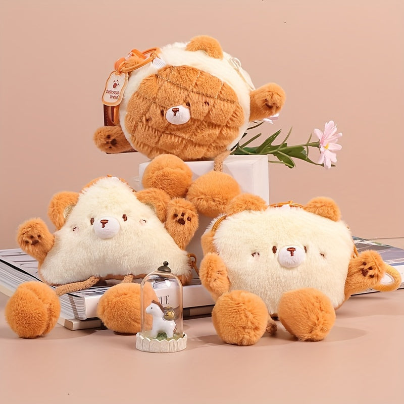 Soft Plush Bread Bear Keychain Bag Pendant Gift Men Women