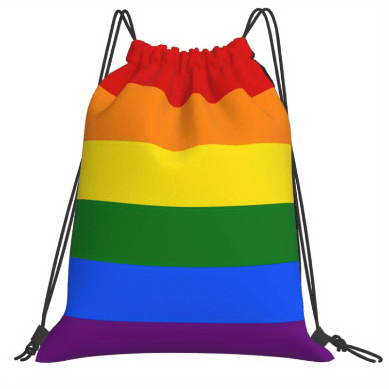 LGBTQ Rainbow Stripe Backpack Pride Month Drawstring Storage Bag