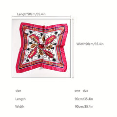 Chain Print Square Scarf Satin Block Bandana Silk Windproof Head Wrap
