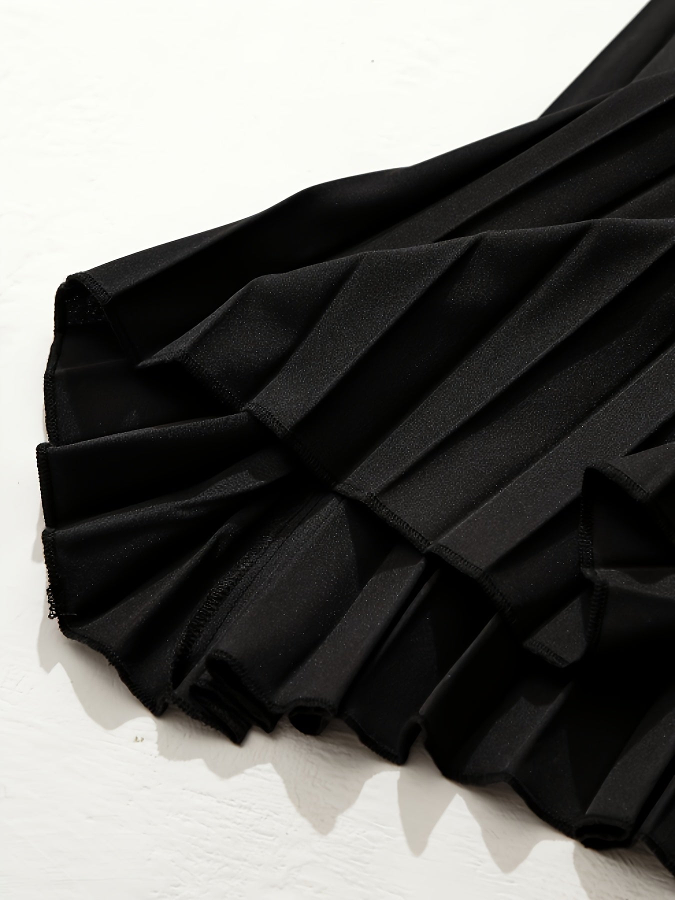  Solid Elastic Waisted A line Swing Skirt