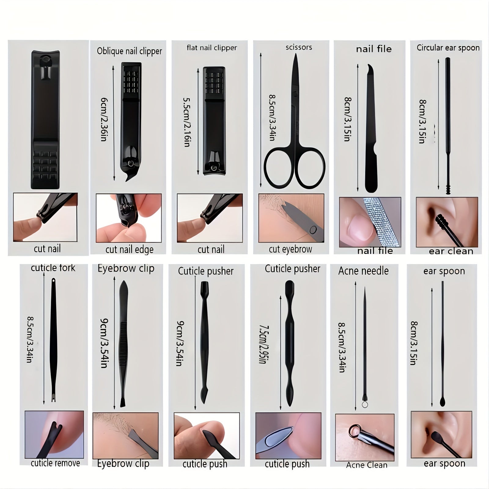 7pcs Portable Travel Manicure Set Nail Clipper Scissors