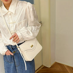 Casual Shoulder Bag PU Leather Crossbody Bag Waterproof Adjustable Strap