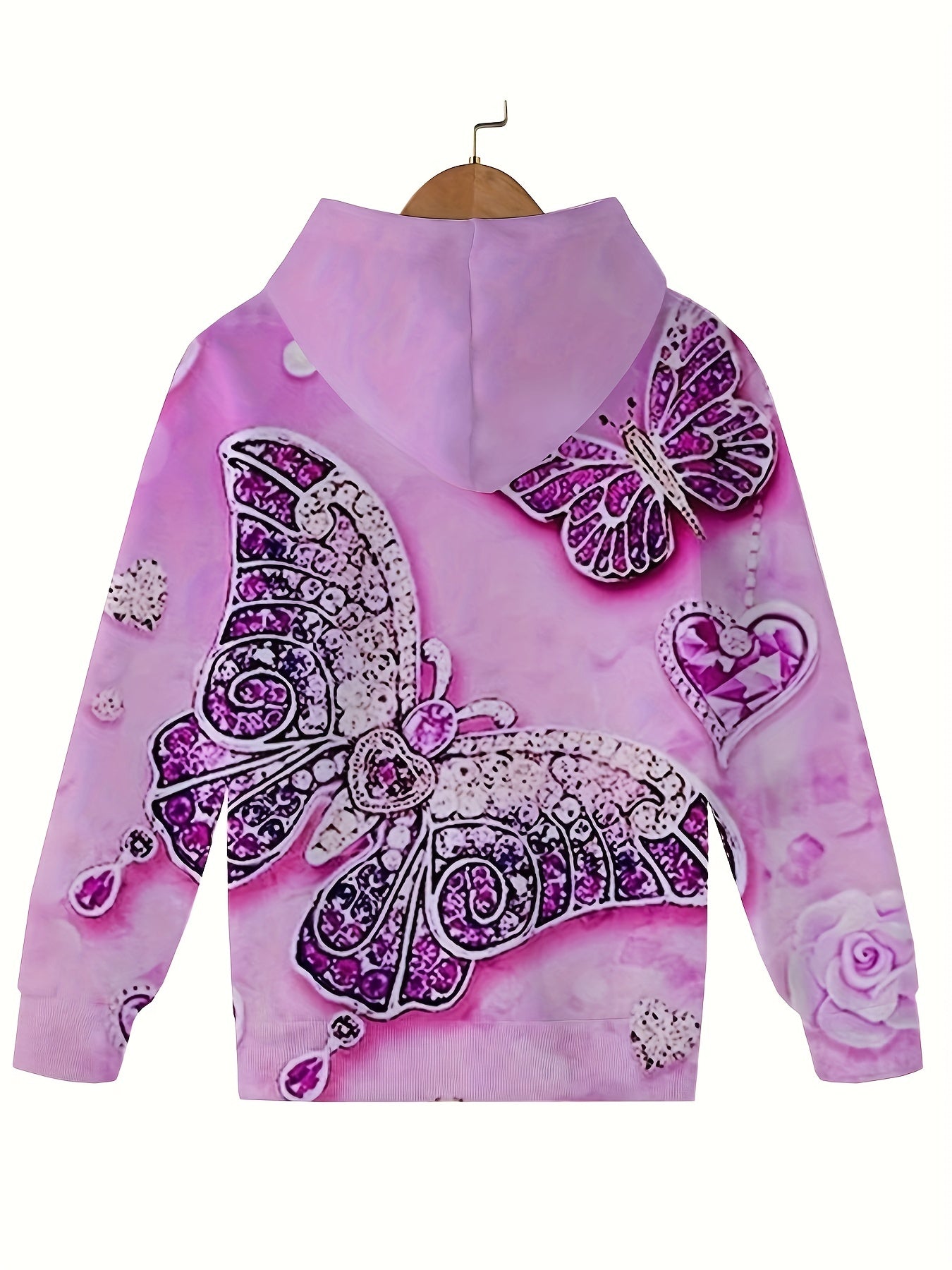 Butterfly Graphic Long Sleeve Hoodie for Girls, Boys - Fall Pullover