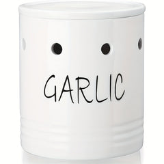 Ceramic Garlic Keeper Crisper Container Lid Storage Box Holder Countertop