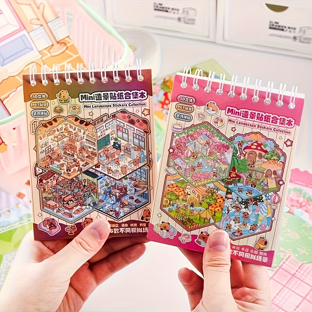 Cartoon Mini Landscape 3D Sticker Collection - Colorful Collage for DIY Creation