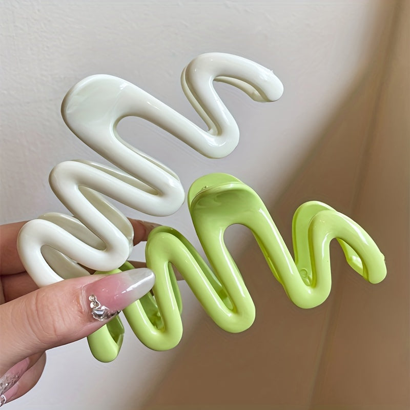 Glossy Candy Hair Claw Set Wavy Hair Clips Women Girls Hair Claws