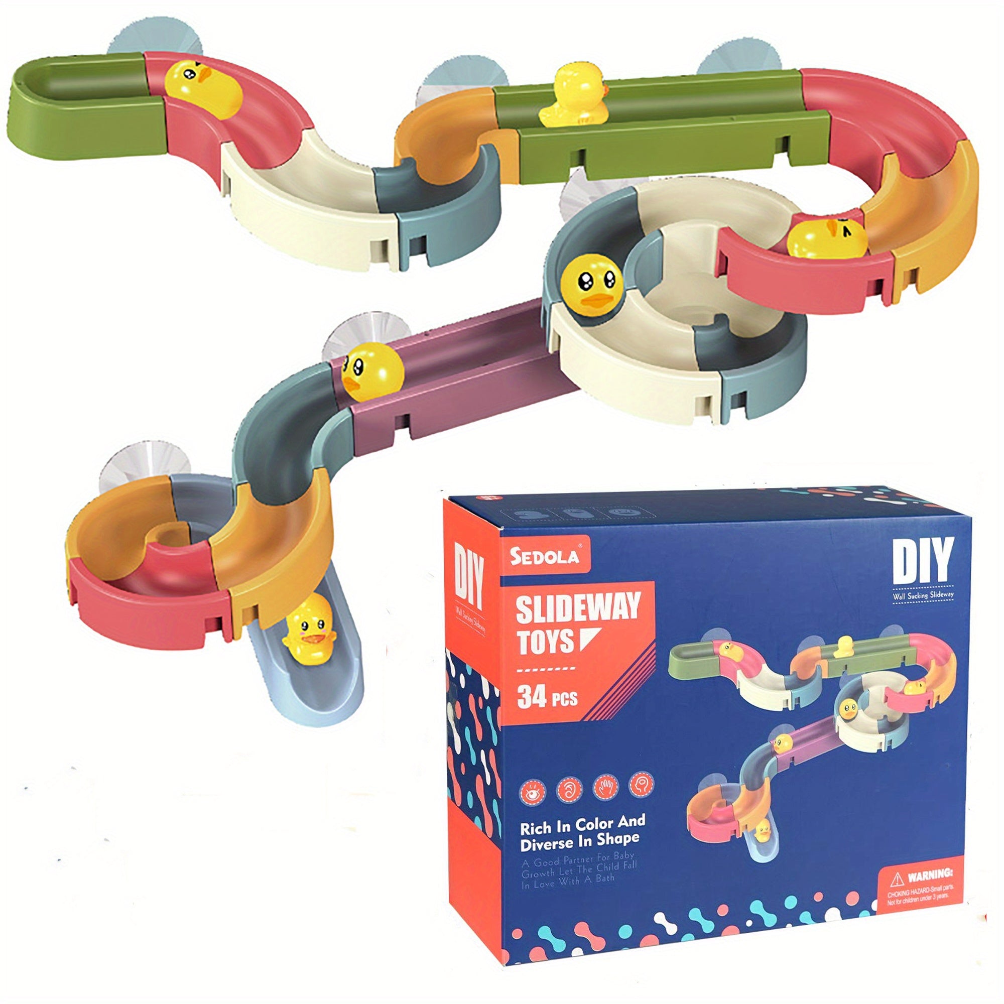 Toddler Bath Toy Mini Duck Water Slide & Ball Track