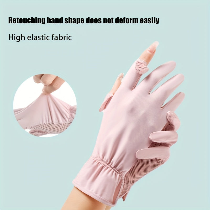 Ice Silk Sunscreen Gloves for Women