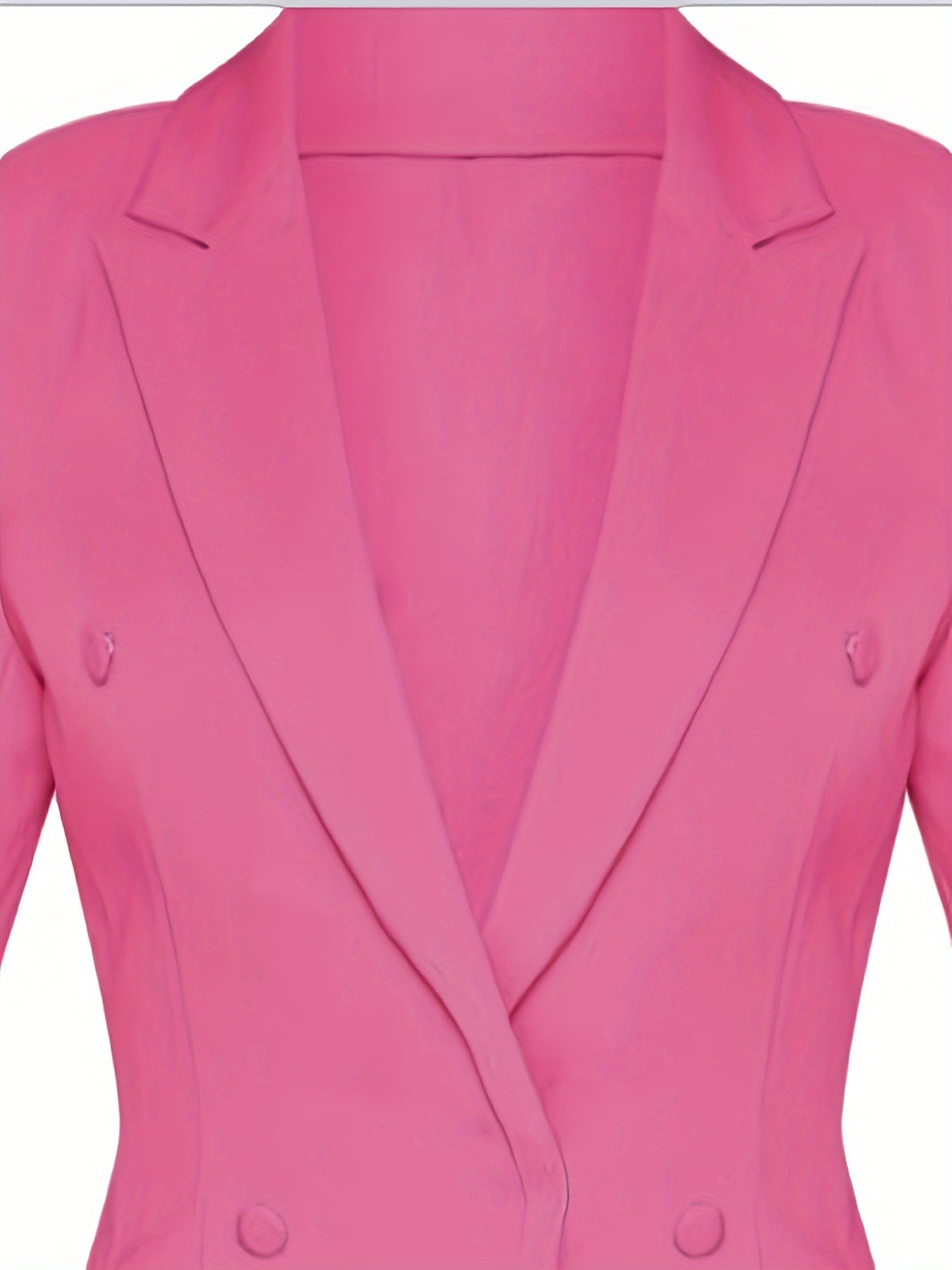 Solid Long Sleeve Blazer Lapel Collar Button Decor
