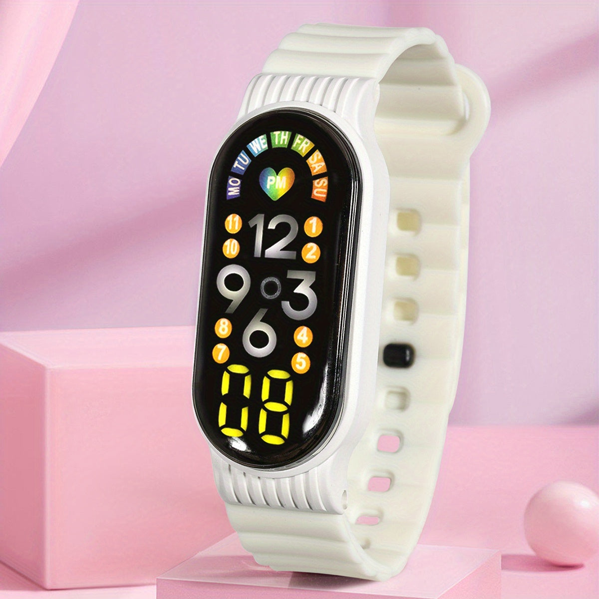 Boys Teens Heart Weekly Date Touch Sports LED Watch