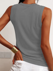 Summer V Neck Tank Top Zip Up Casual Sleeveless