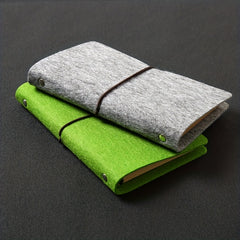 Dark Grey Felt Notepad Binder Cover, Portable Account Book Travel Journal