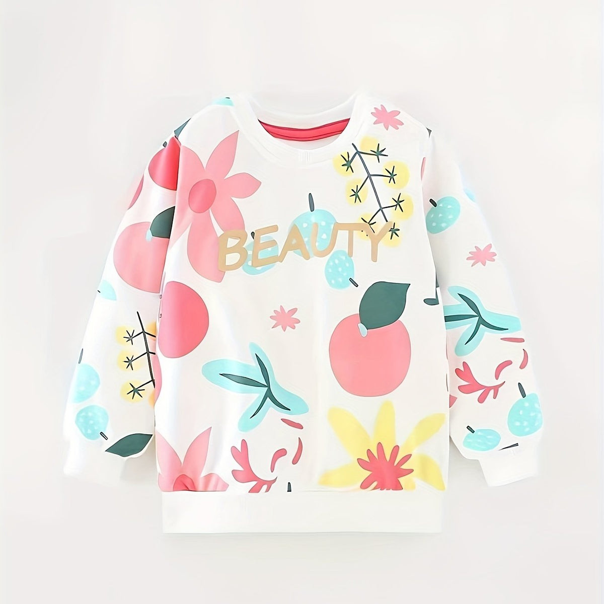 Fresh Fruit Graphic Girls Crew Neck Sweatshirt Casual Long Sleeve Top Pullovers