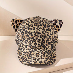 Leopard Baseball Cap Cat Ears Cartoon Dad Hat Lightweight Adjustable Sun Hats