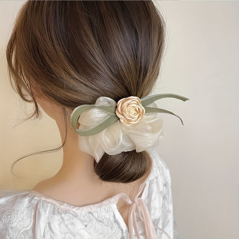 Flower Hair Tie Hair Rope Ponytail Clip Sweet Hair Accessories For Girls Women