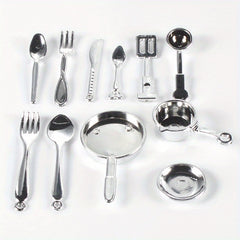 11pcs Mini Spoon Fork Pan DIY Props Food Play Scene Kids Kitchen Utensils Toys