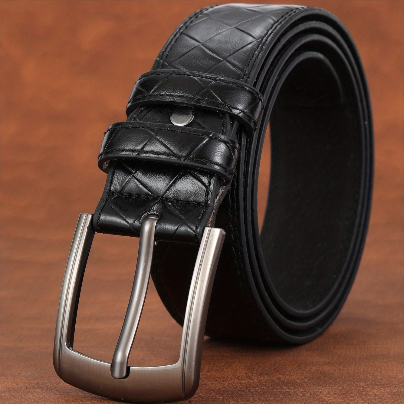 Men's Check Pin Buckle Belt