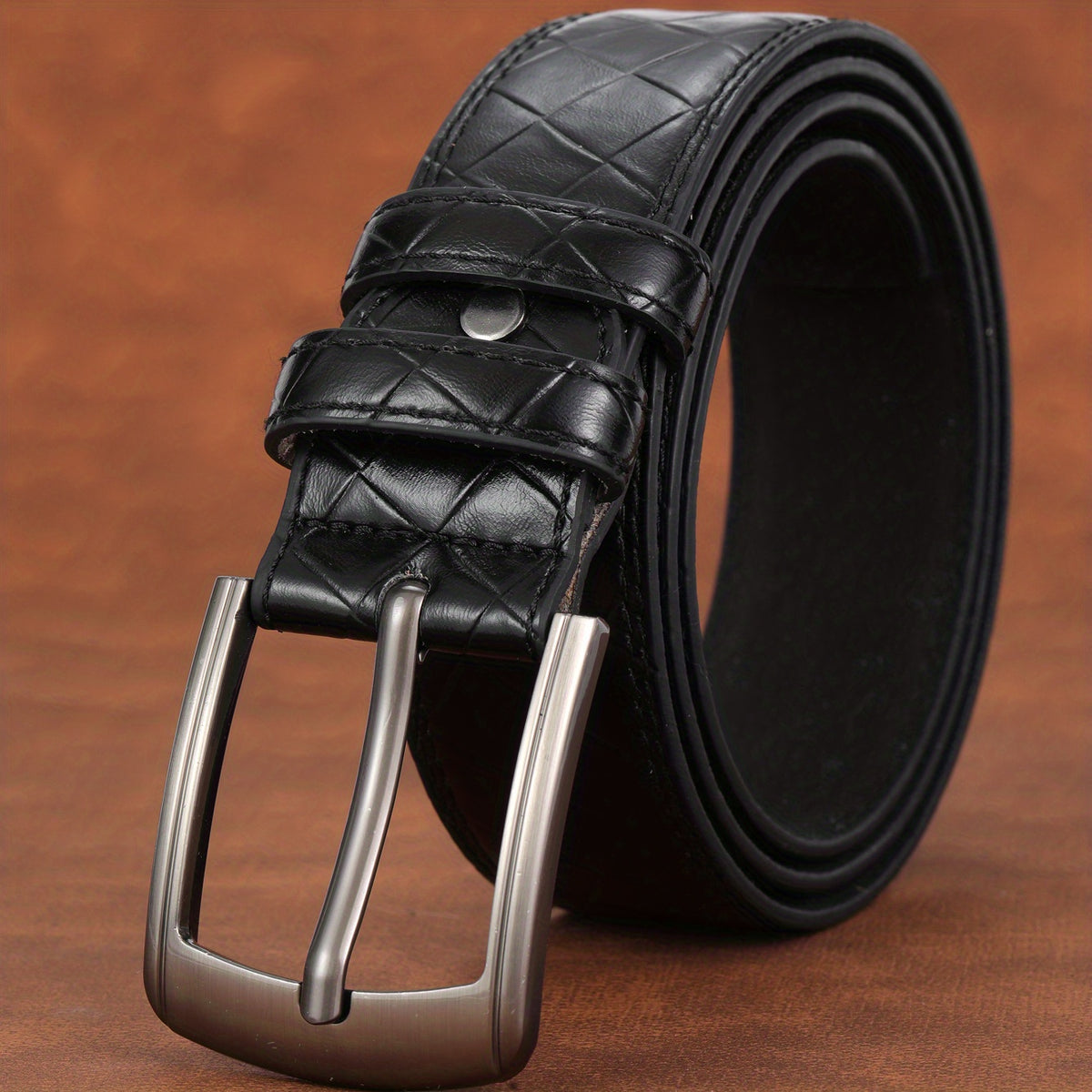 Men's Check Pin Buckle Belt