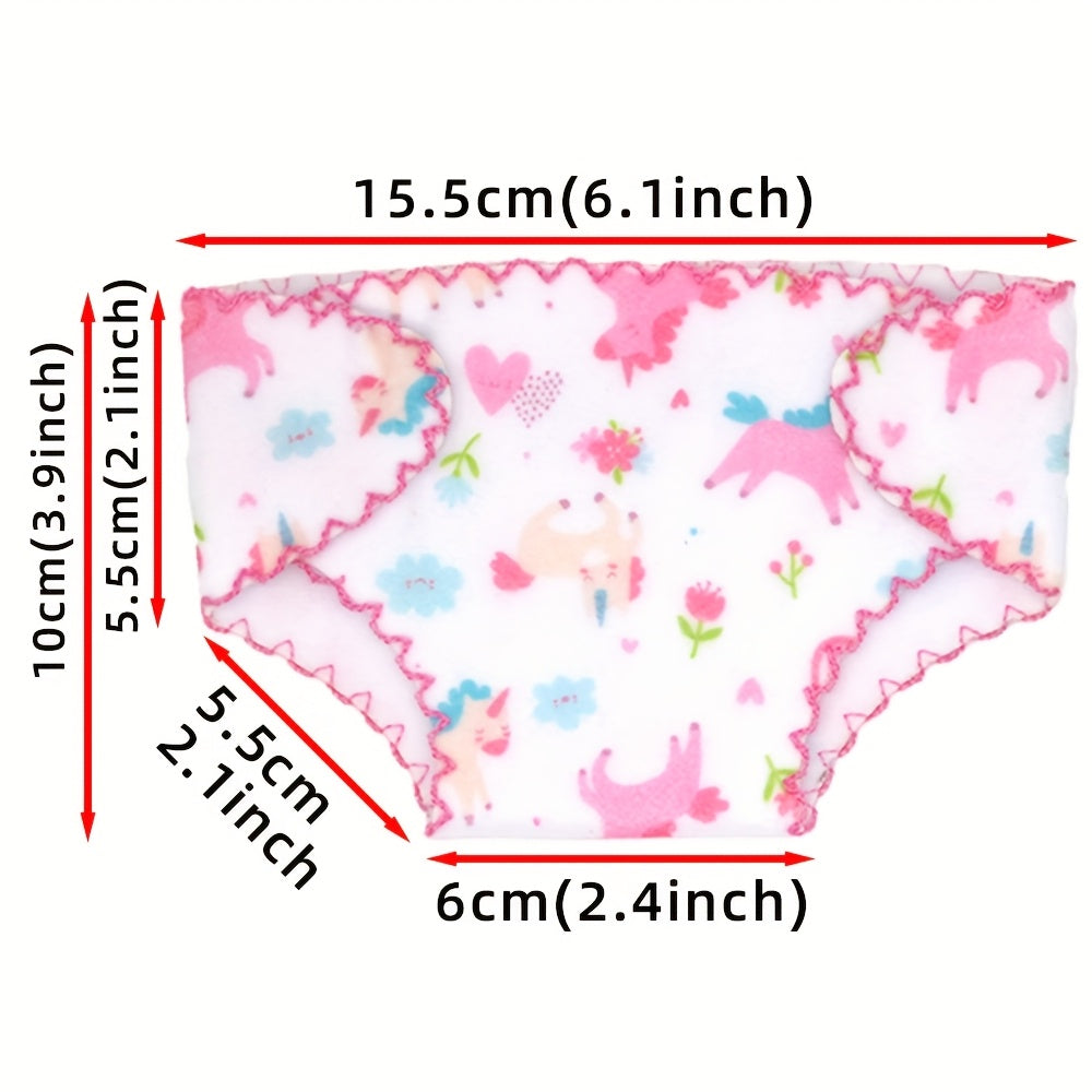 Animal Pattern Baby Doll Diaper and Bib Set for 14-18 Inch Dolls
