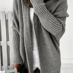  Solid Long Sleeve Hooded Cardigan