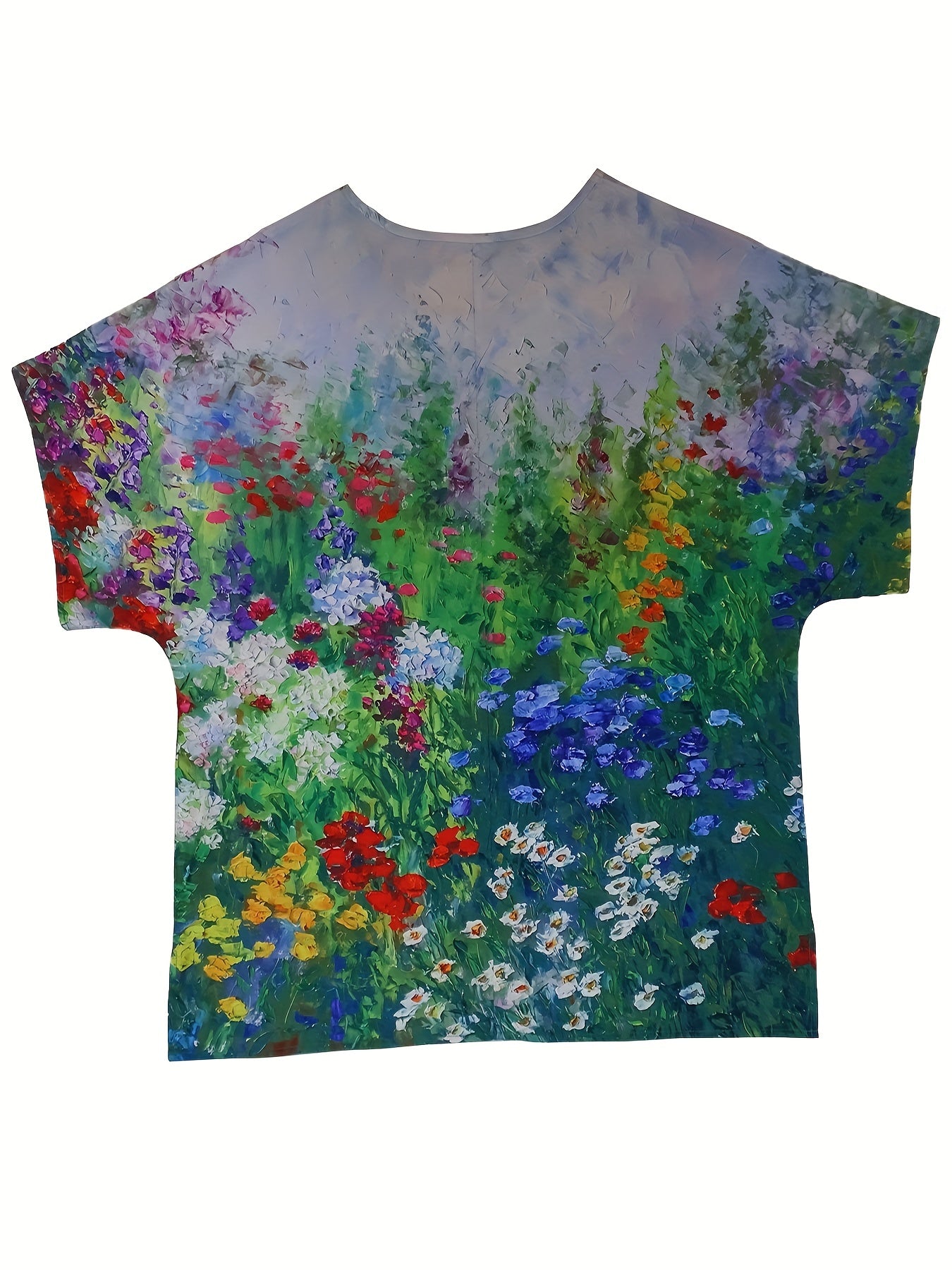  Floral Print Short Sleeve Blouse
